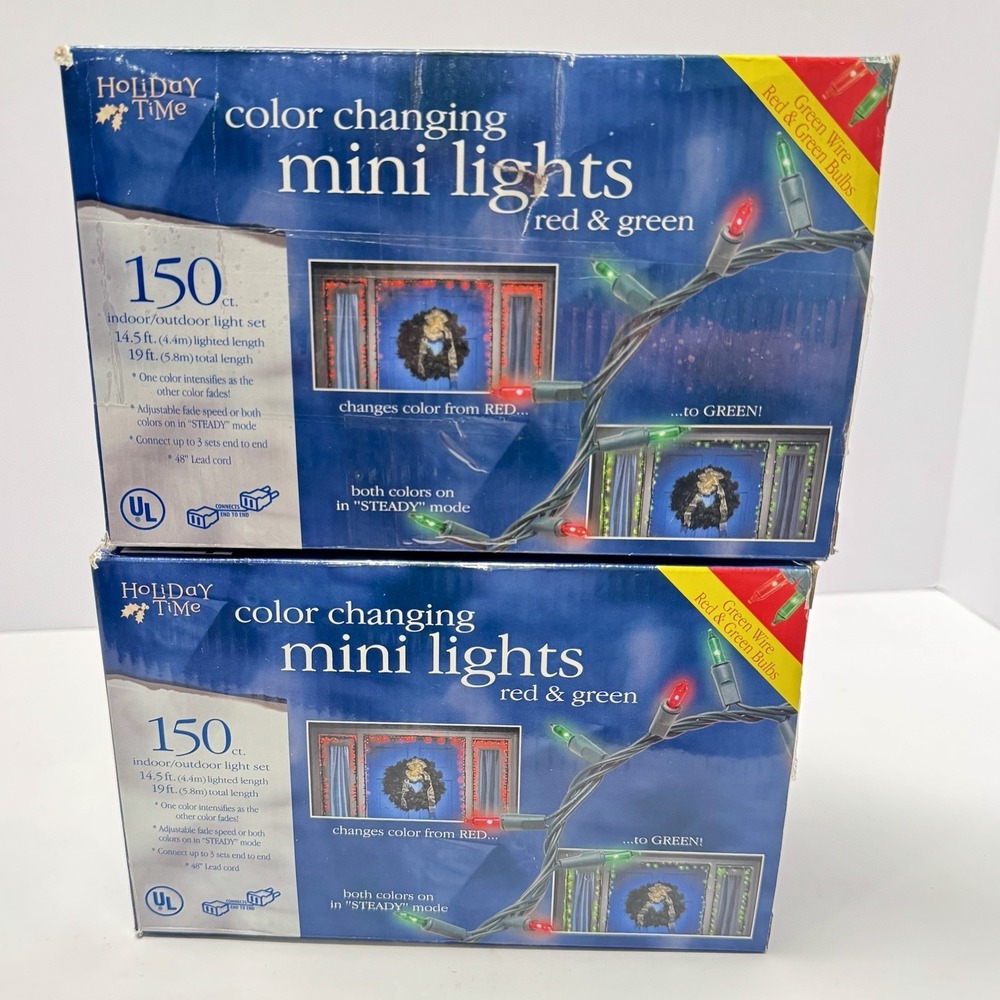 Vintage Color Changing Christmas Lights Mini (2) 150ct Red Green Tested